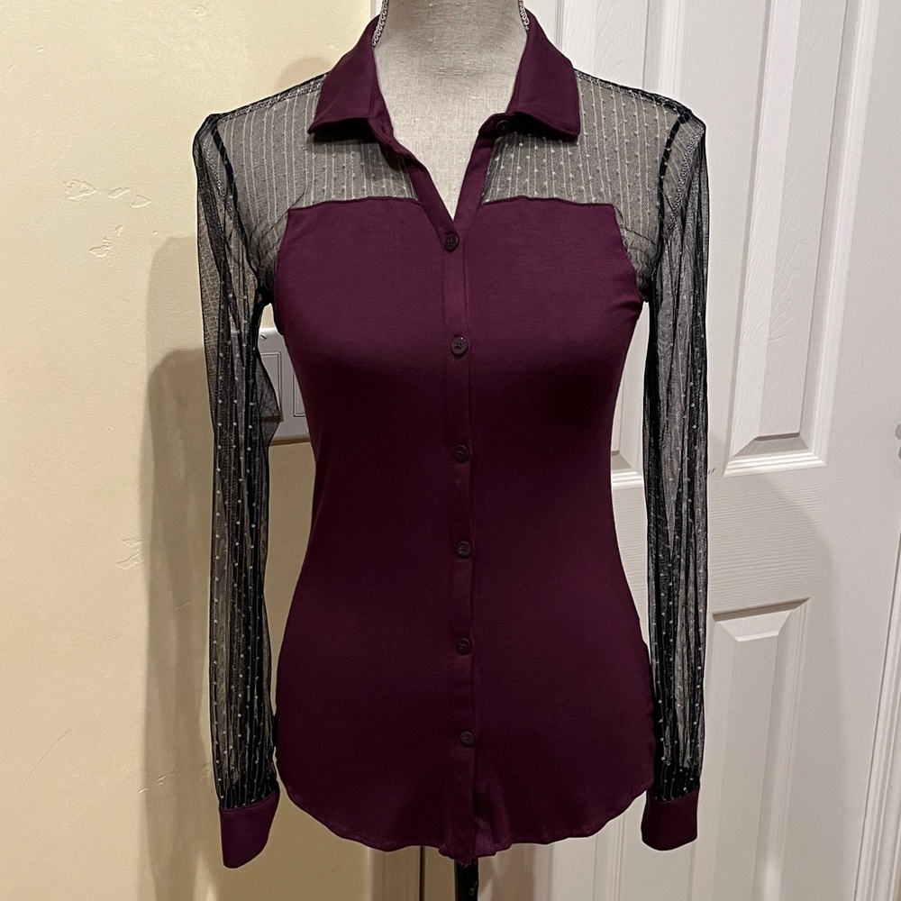 Princess Vera Wang Purple Knit and  Mesh Top